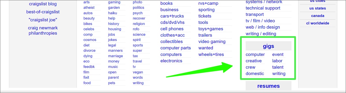 craigslist gigs