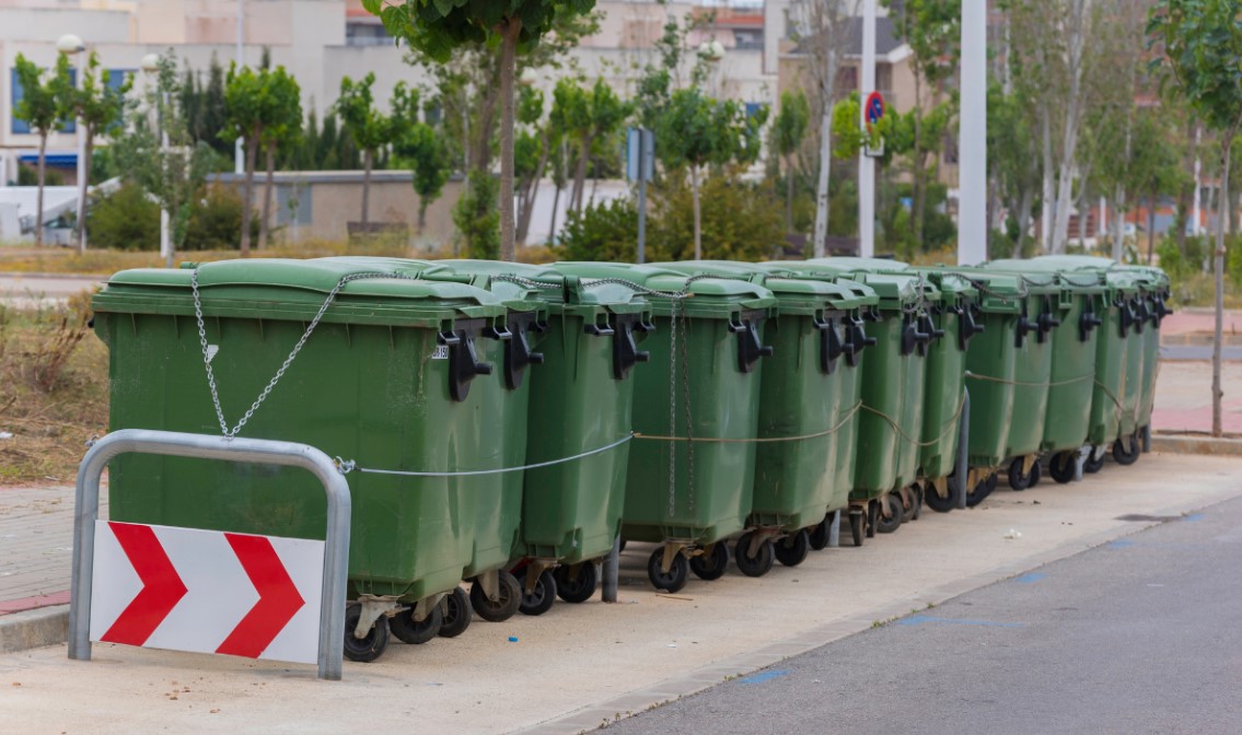 group of dumpsters