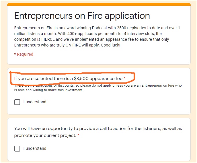 eofire appearance fee