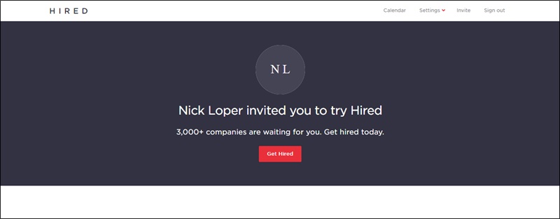 hired homepage