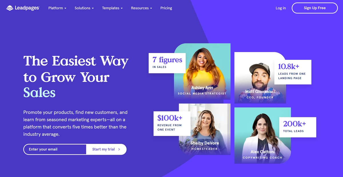 leadpages homepage