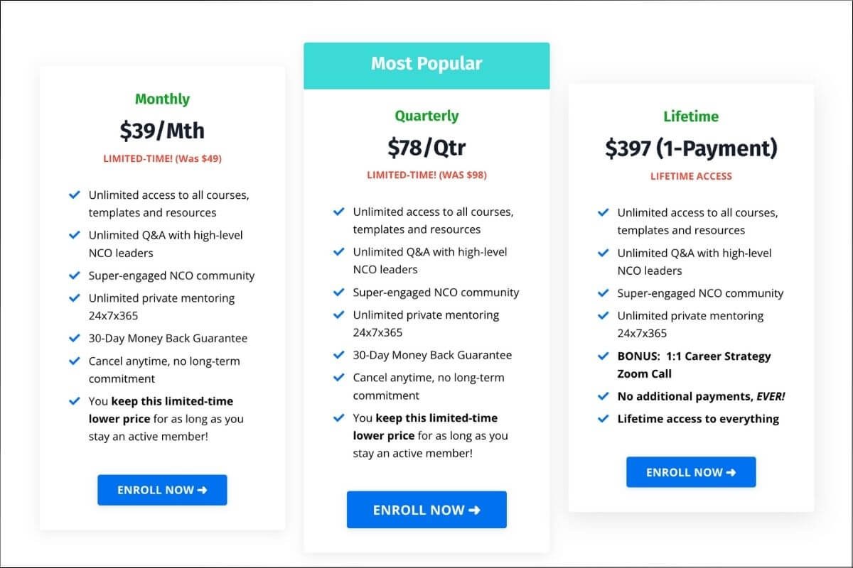 nco success academy pricing