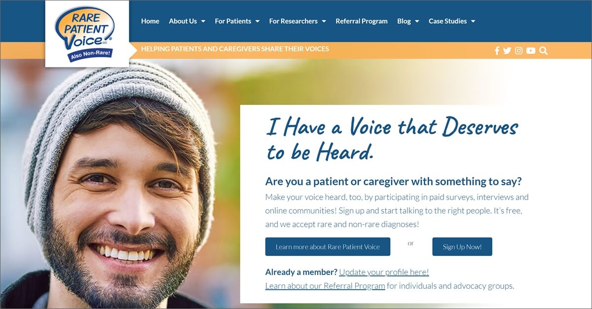 rare patient voice homepage