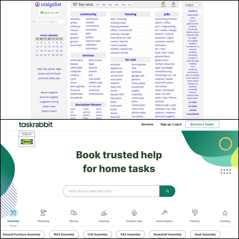 Taskrabbit and Craigslist